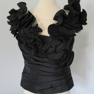 Jade Couture Top Womens Size 16 Black Formal Ruffled